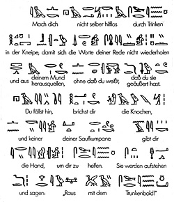 Hieroglyphen über Bier